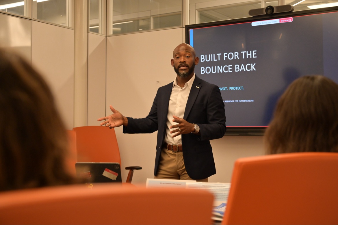 Bossman Daryl presenting his Built for the Bounce Back keynote